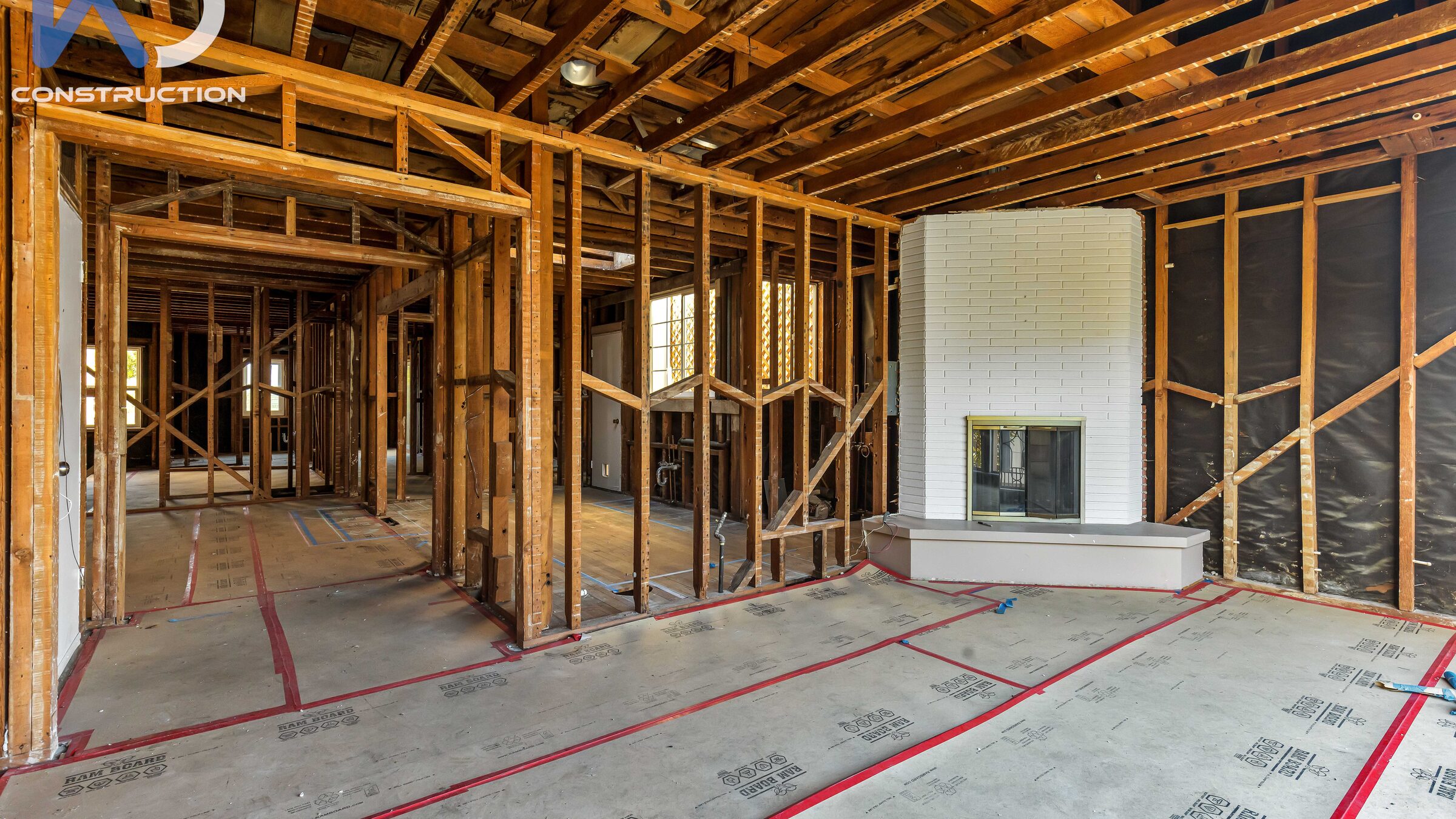 Ground-up framing of a new home under construction on a San Francisco lot