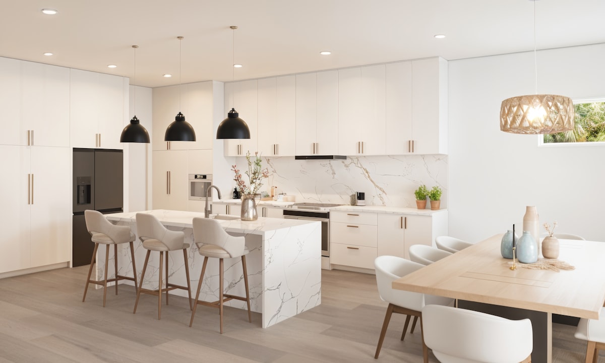 Bright open-plan custom kitchen by We Do Construction, Vacaville